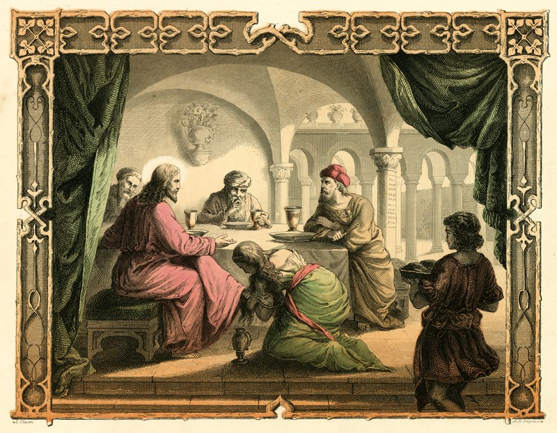Mary anointing the feet of Jesus by English School
