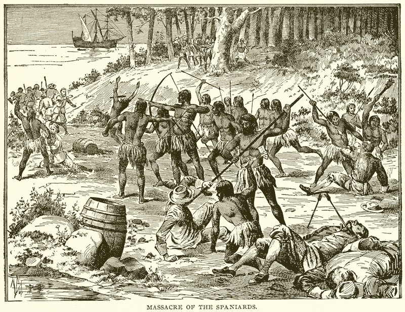 Massacre of the Spaniards by English School