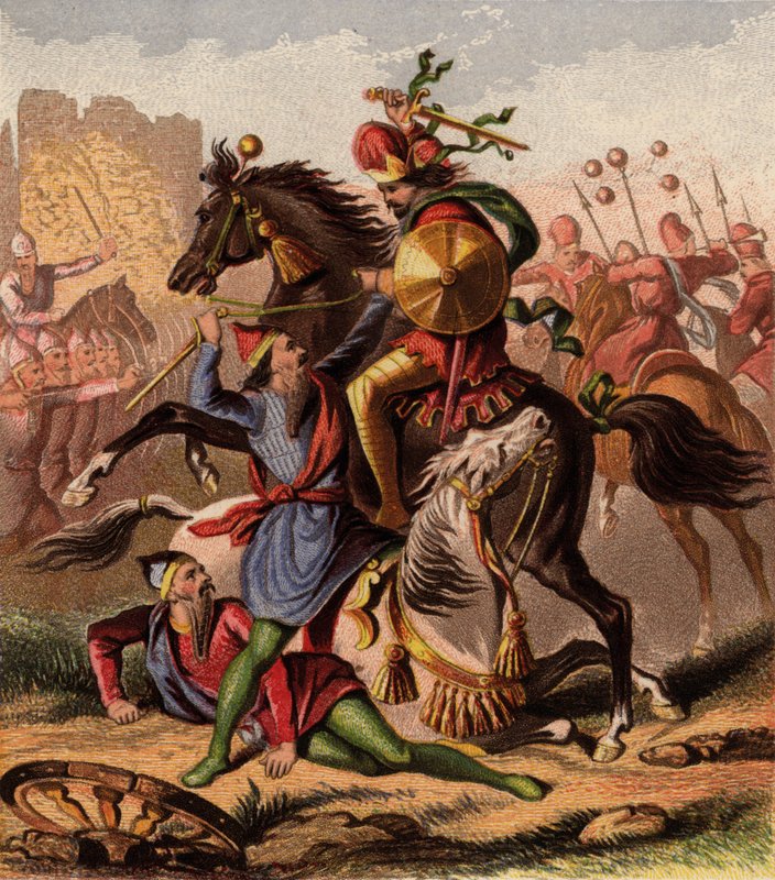 Medes and Persians in battle by English School