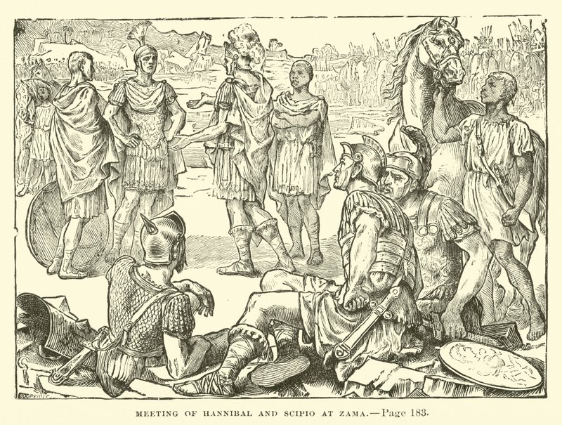 Meeting of Hannibal and Scipio at Zama by English School