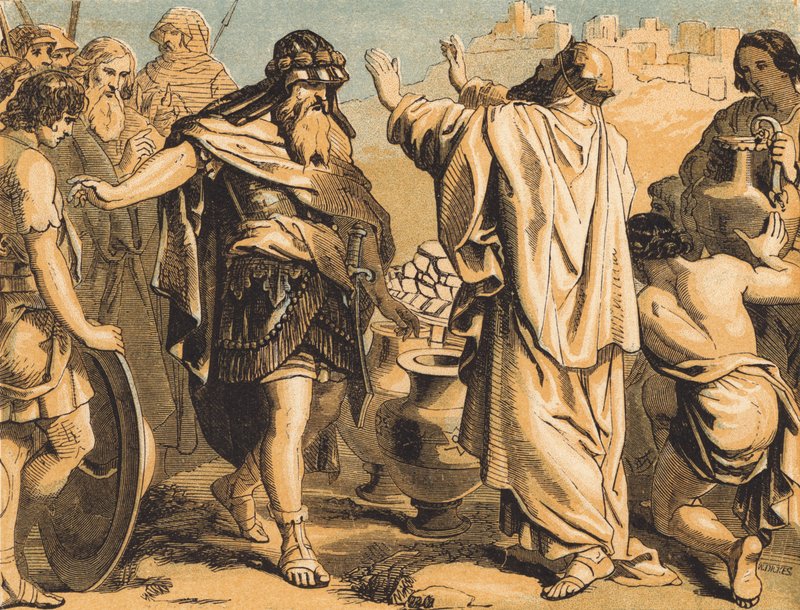 Melchizedek Blessing Abraham by English School