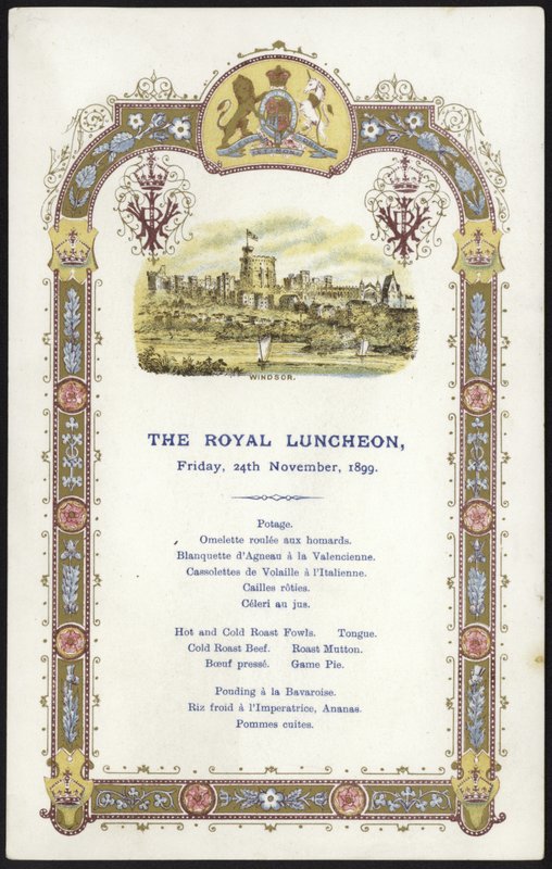 Menu for the Royal Luncheon by English School