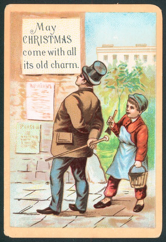 Message painted on wall, Christmas Card by English School