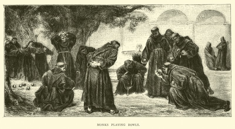 Monks playing bowls by English School
