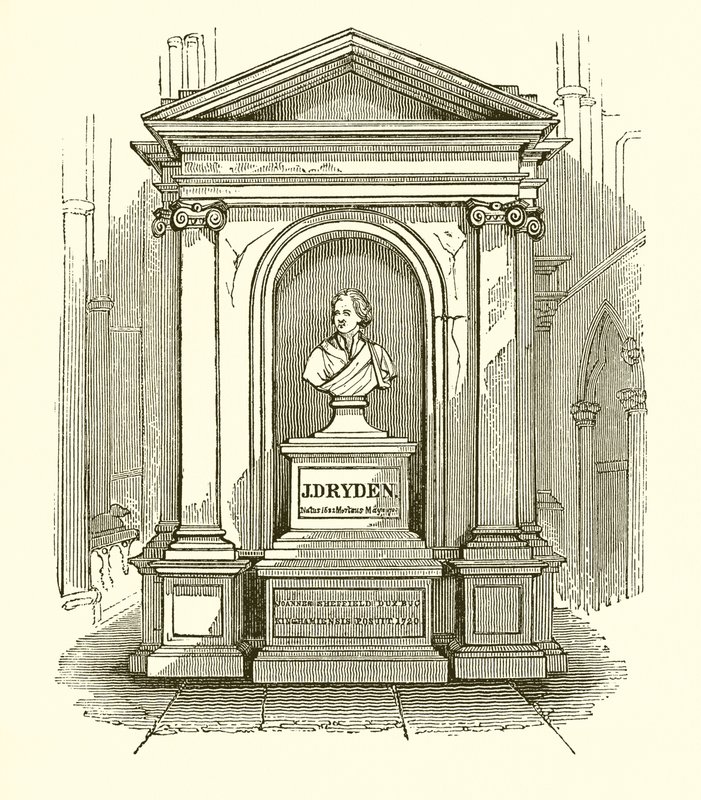 Monument of Dryden in Westminster Abbey by English School