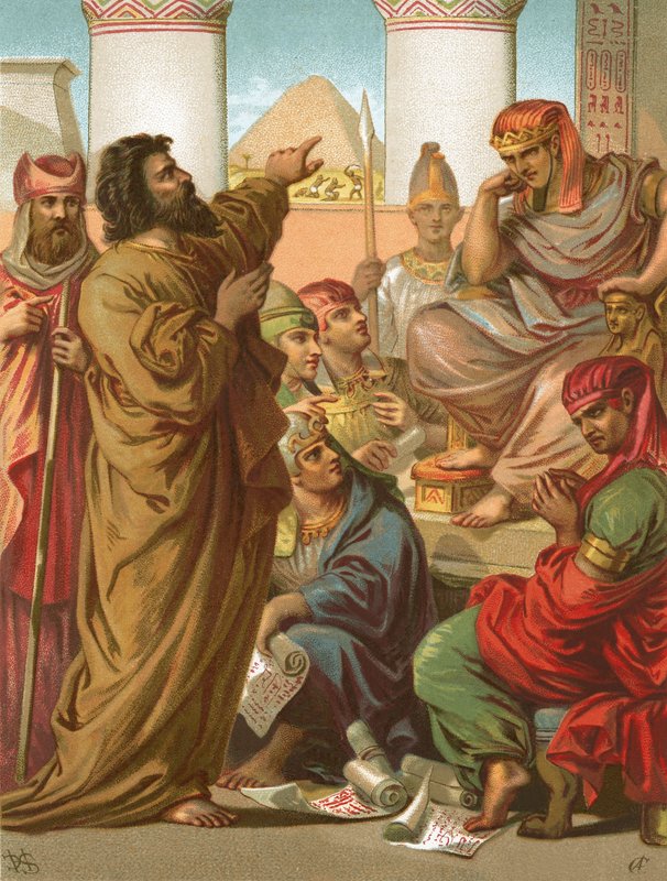 Moses and Aaron before Pharaoh by English School