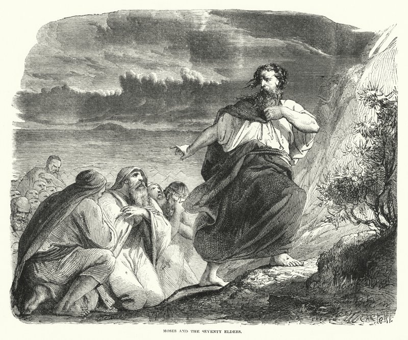 Moses and the Seventy Elders by English School