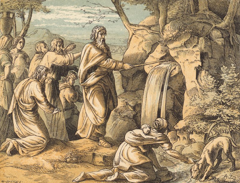 Moses Striking the Rock by English School