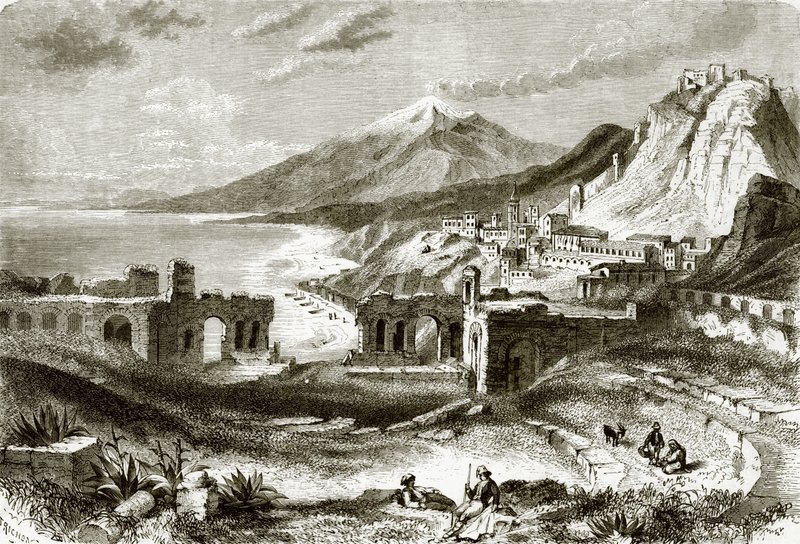 Mount Etna (Viewed from Taurominium), in Sicily by English School