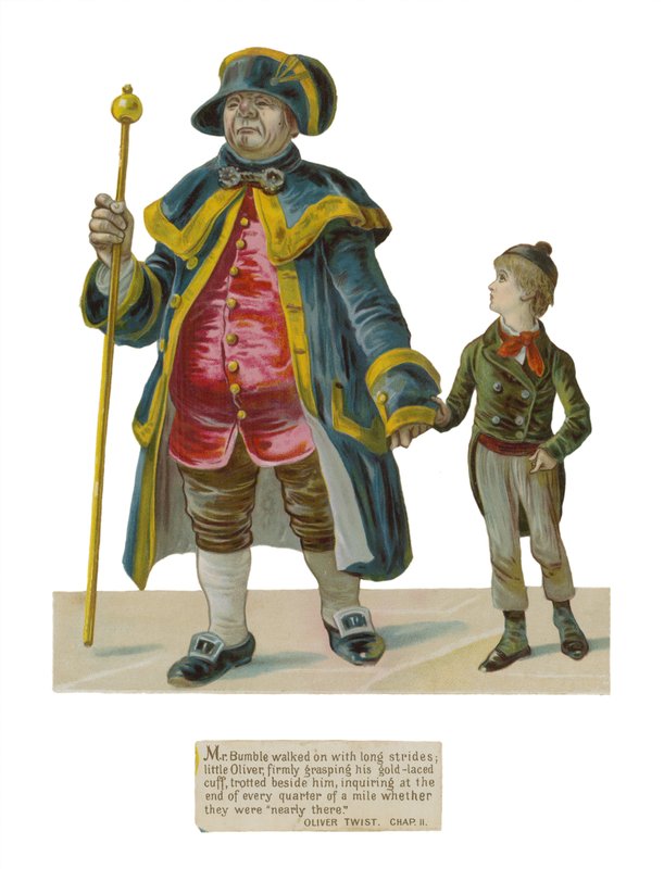 Mr Bumble and Oliver Twist by English School