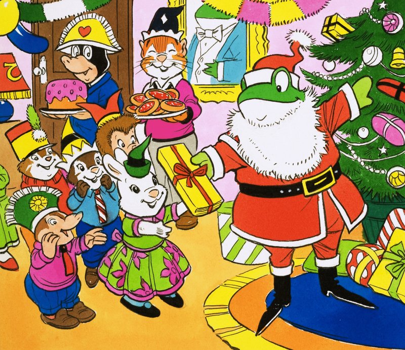 Mr Toad giving out Christmas presents by English School