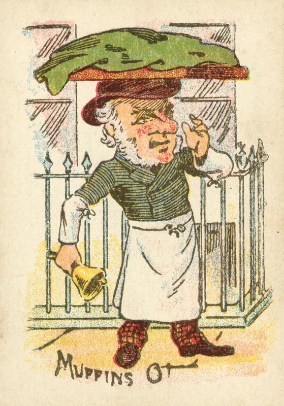 Muffin seller with his wares by English School