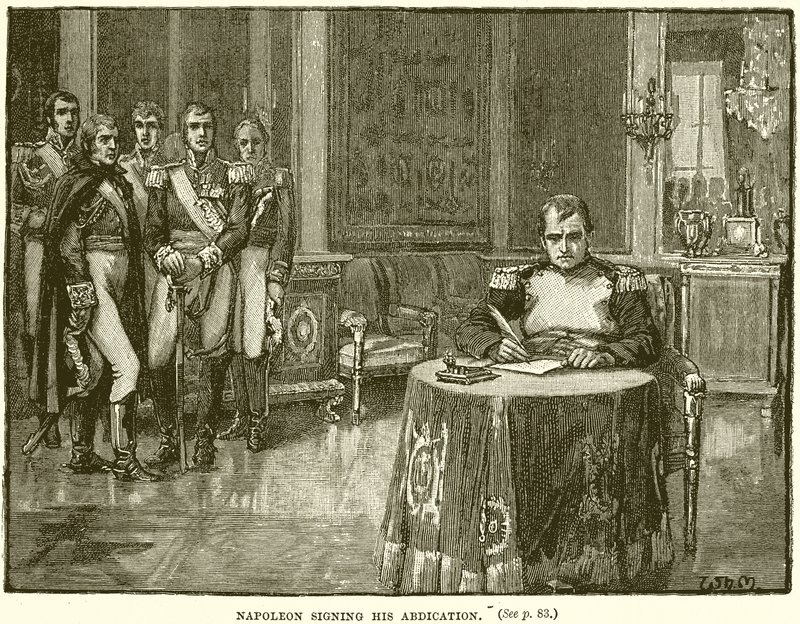 Napoleon signing his Abdication by English School