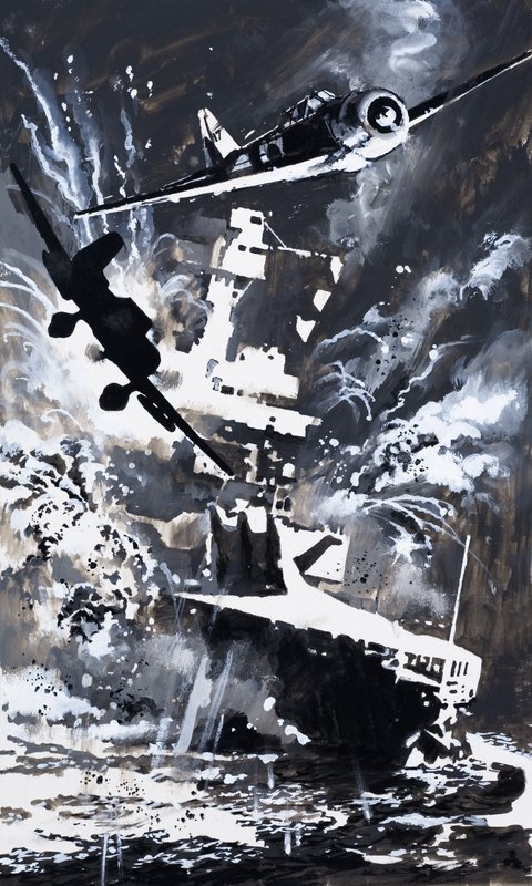 Naval Battle Scene by English School