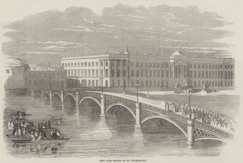 New Iron Bridge at St. Petersburg by English School