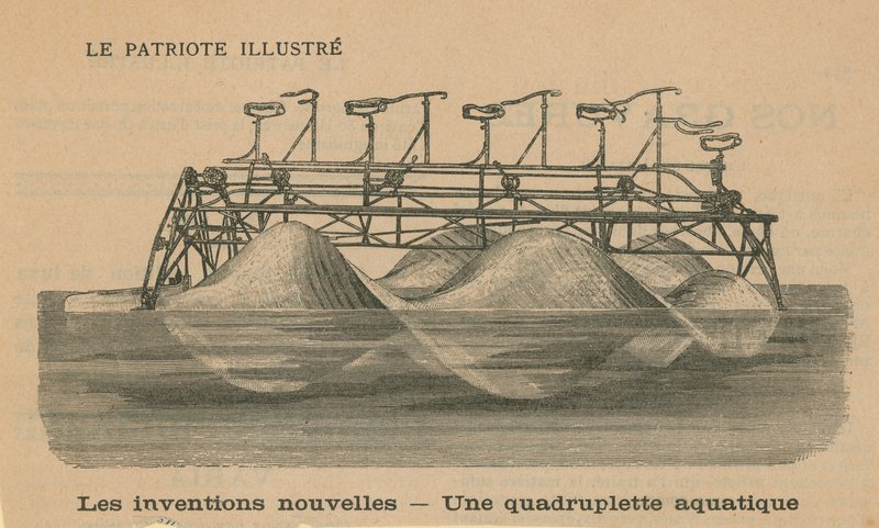 New inventions: A bicycle-powered boat by English School
