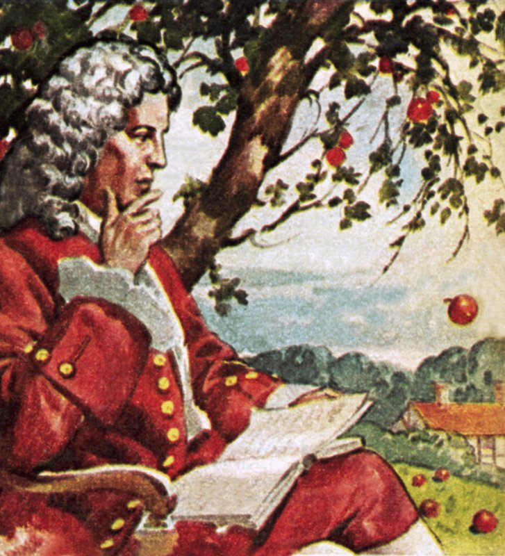 Newton watching apples fall by English School