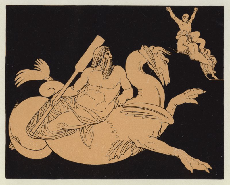 Oceanus on His Winged Steed by English School