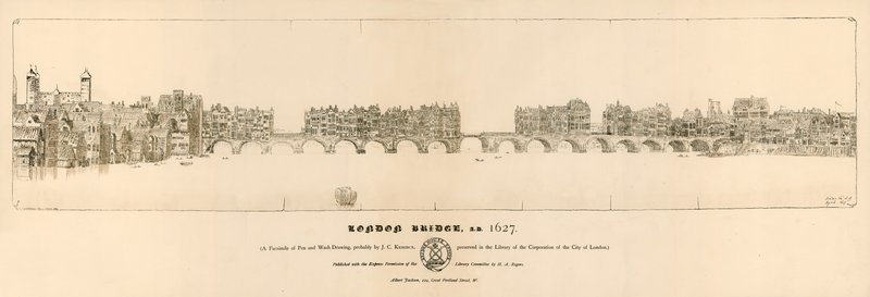 Old London Bridge, 1627 by English School