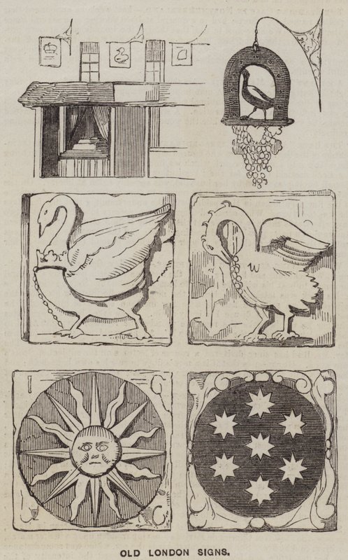 Old London Signs (engraving) by English School