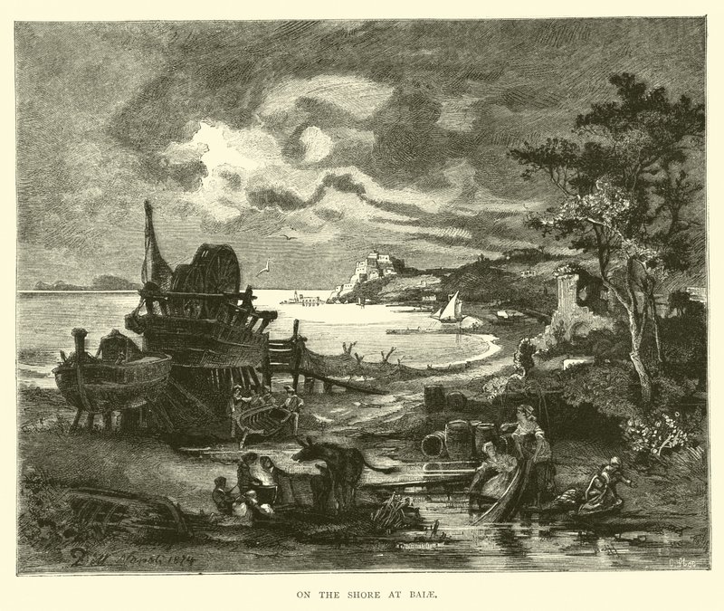 On the shore at Baiae by English School