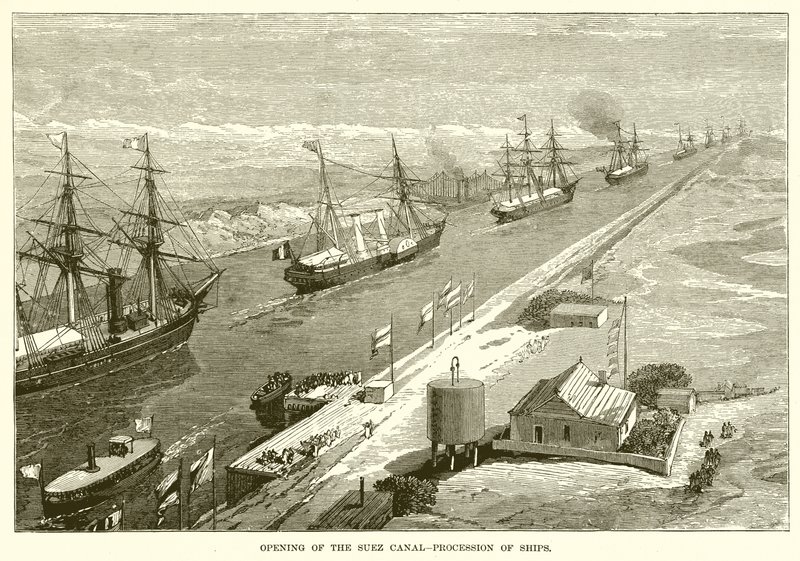 Opening of the Suez Canal--Procession of Ships by English School