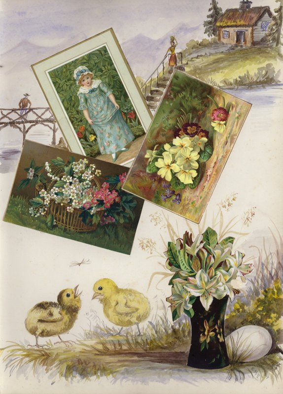 Page from late Victorian scrapbook by English School