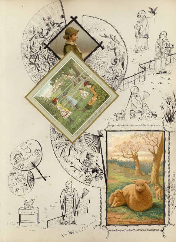 Page from late Victorian scrapbook by English School