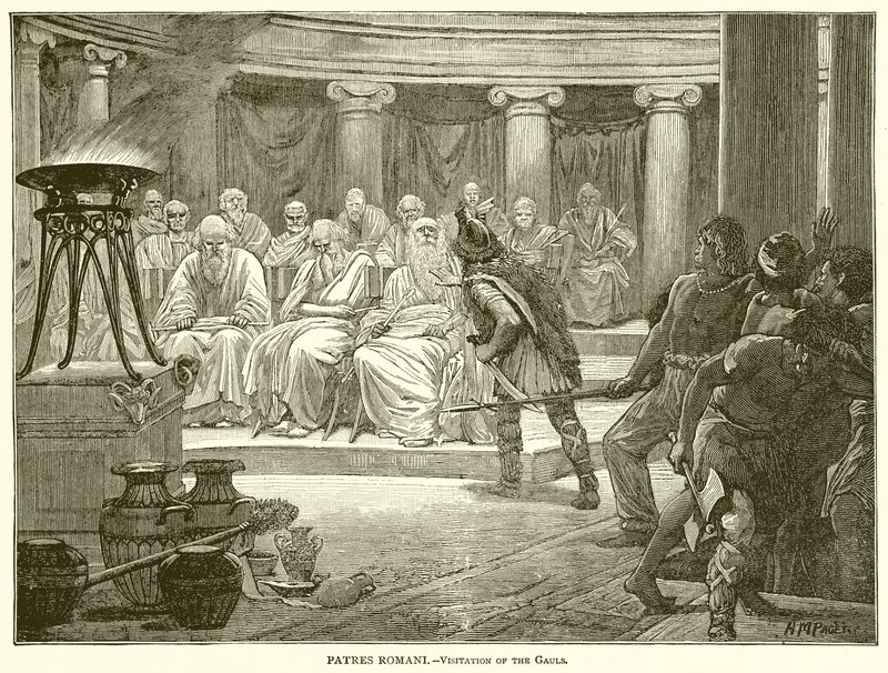 Patres Romani (Visitation of the Gauls) by English School