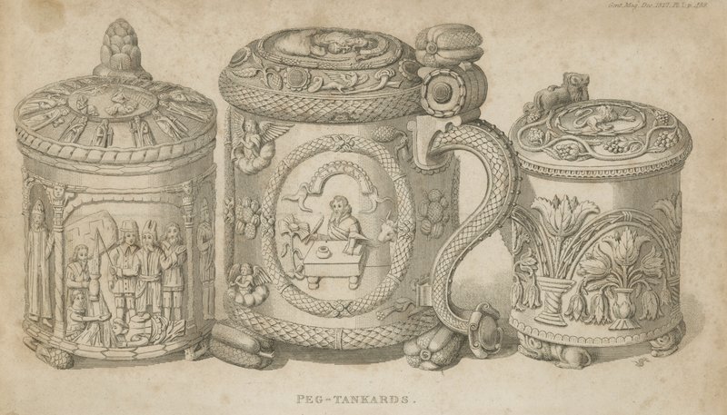 Peg Tankards by English School
