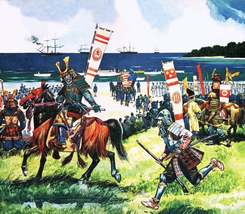 Perry Lands in Japan by English School
