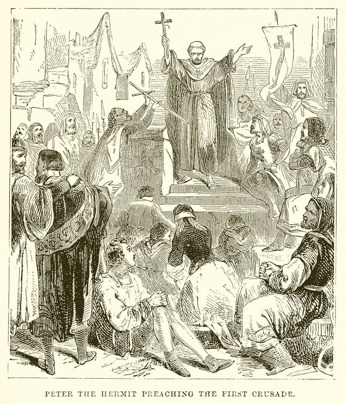 Peter the Hermit Preaching the First Crusade by English School