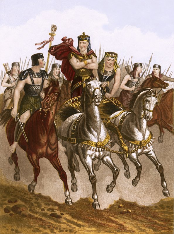 Pharaoh in pursuit of the Israelites by English School