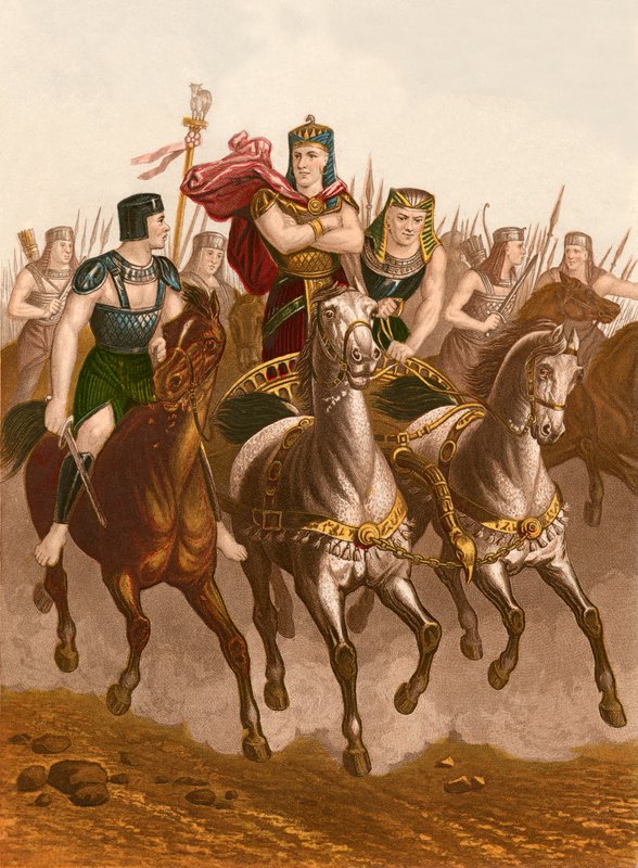 Pharaoh in pursuit of the Israelites by English School