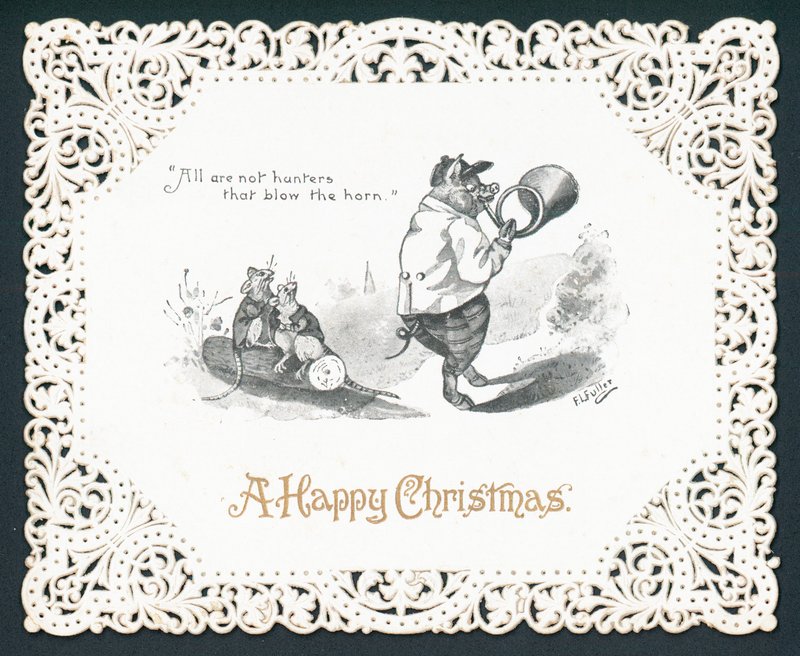 Pig blowing horn by English School