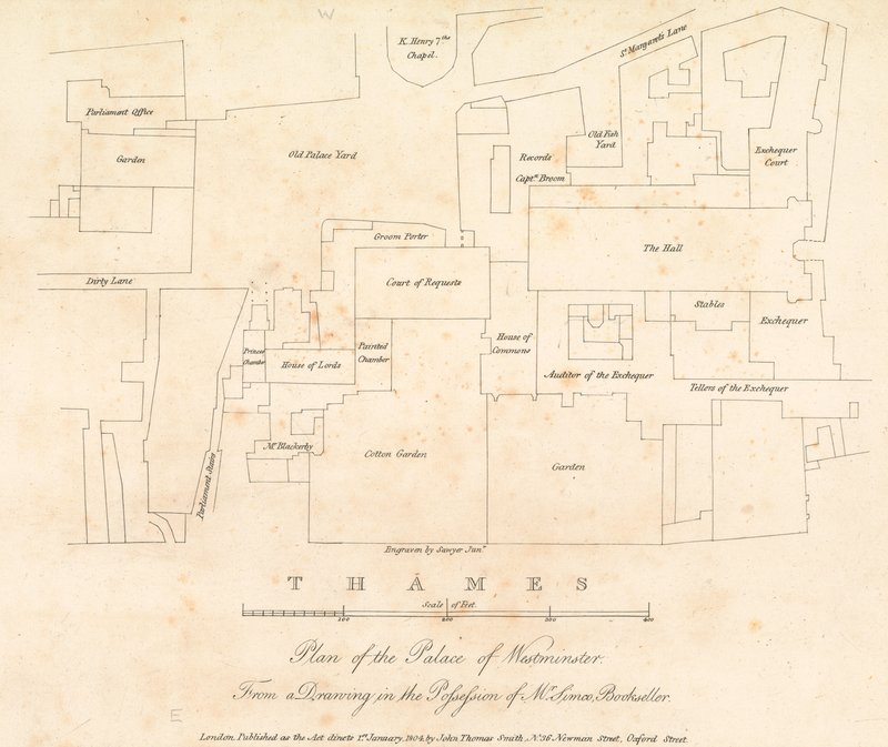 Plan of the Palace of Westminster, London by English School