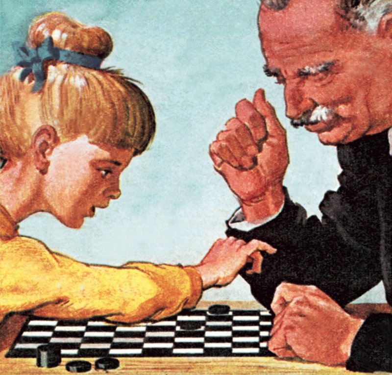 Playing draughts or checkers by English School