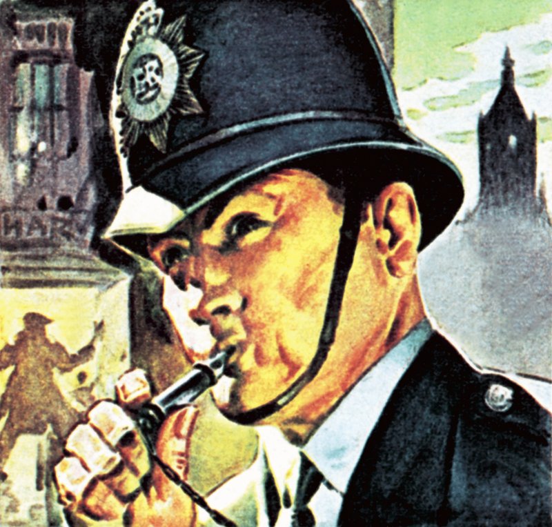 Policeman with his whistle by English School