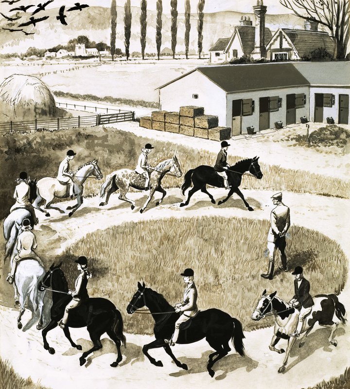 Ponies Exercising by English School