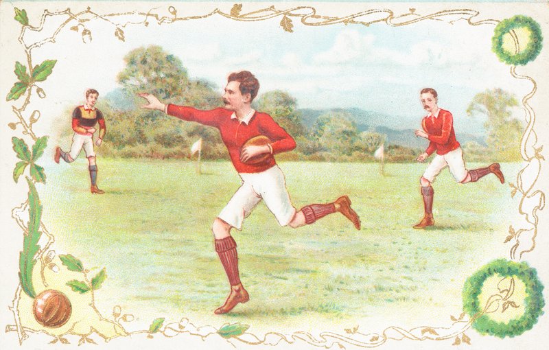 Postcard with Men Playing Rugby by English School