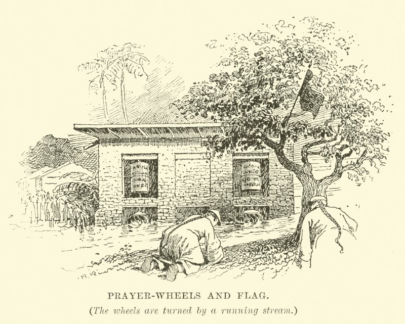 Prayer-wheels and Flag by English School