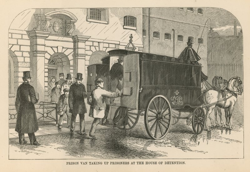 Prison Van Taking Up Prisoners by English School