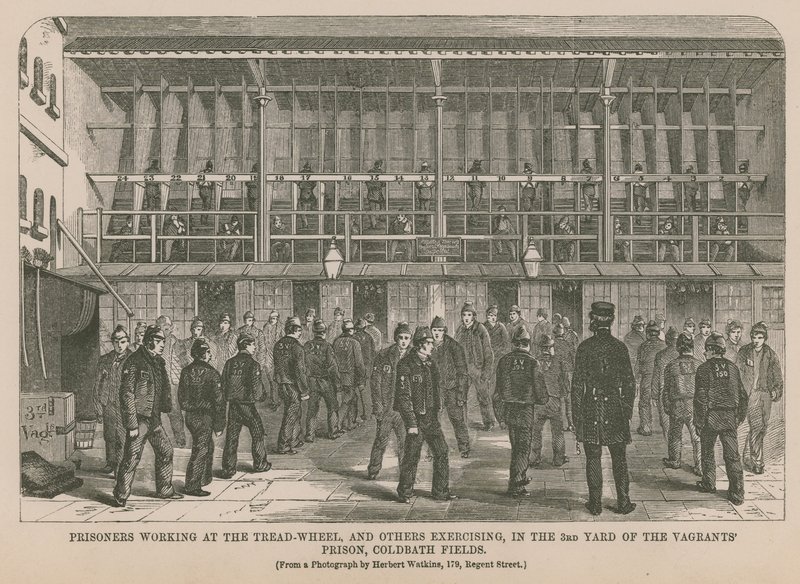 Prisoners working at the treadwheel by English School
