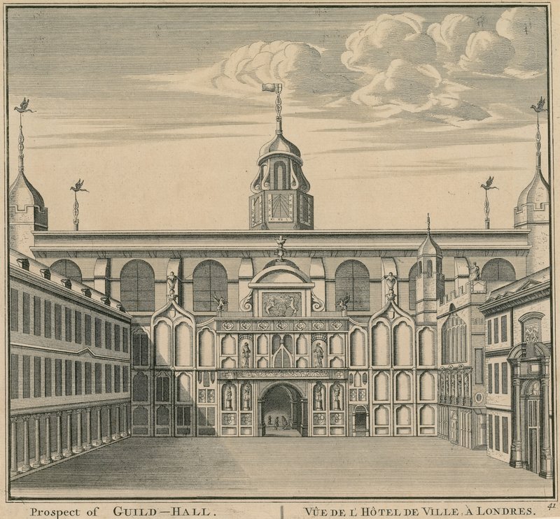 Prospect of Guildhall, London by English School