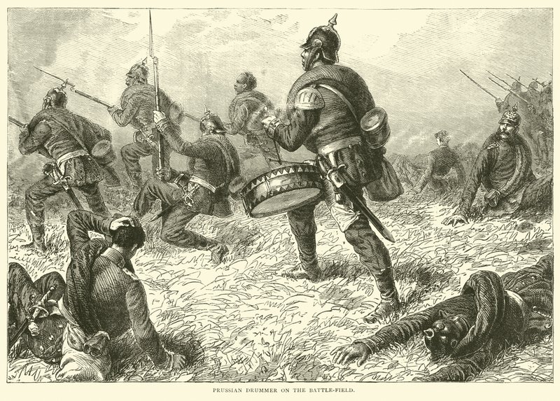 Prussian drummer on the battle-field, September 1870 by English School