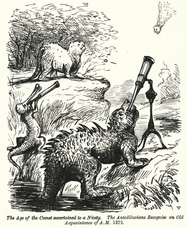 Dinosaurs Watching a Comet by English School