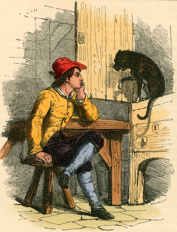 Puss Comforts His Master by English School