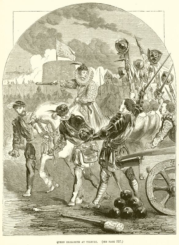 Queen Elizabeth at Tilbury by English School
