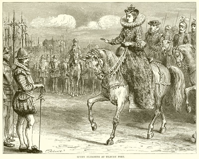 Queen Elizabeth at Tilbury Fort by English School