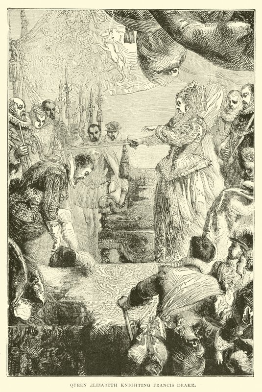 Queen Elizabeth Knighting Francis Drake by English School